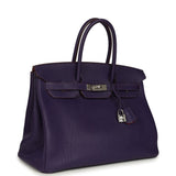 Pre-owned Hermes Special Order (HSS) Birkin 35 Violet Verso Togo Palladium Hardware