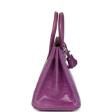 Pre-owned Hermes Birkin 25 Violet Varanus Niloticus Lizard Palladium Hardware