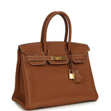 Pre-owned Hermes Birkin 30 Gold Togo Gold Hardware