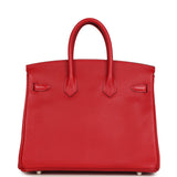 Pre-owned Hermes Birkin 25 Rouge Casaque Epsom Palladium Hardware