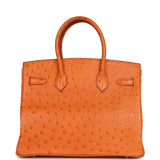 Pre-owned Hermes Birkin 30 Tangerine Ostrich Palladium Hardware