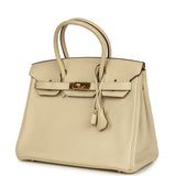 Pre-owned Hermes Birkin 30 Parchemin Clemence Gold Hardware