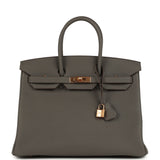 Hermes Special Order (HSS) Birkin 35 Etain Verso Togo Rose Gold Hardware