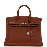 Hermes Birkin 35 Fauve Barenia Faubourg Palladium Hardware