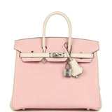 Hermes Special Order (HSS) Birkin 25 Nata and Rose Sakura Chevre Mysore Palladium Hardware