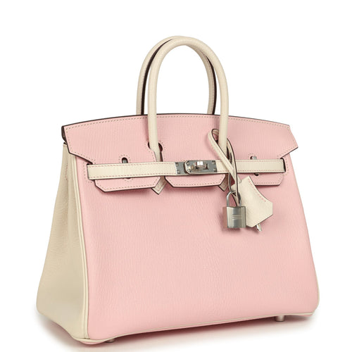 Hermes Special Order (HSS) Birkin 25 Nata and Rose Sakura Chevre Mysore Palladium Hardware