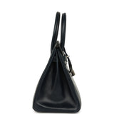 Pre-owned Hermes Birkin 30 Bleu Marine Box Palladium Hardware