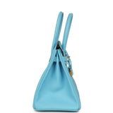 Pre-owned Hermes Birkin 30 Celeste Epsom Gold Hardware