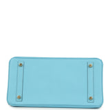 Pre-owned Hermes Birkin 30 Celeste Epsom Gold Hardware