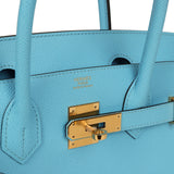 Pre-owned Hermes Birkin 30 Celeste Epsom Gold Hardware
