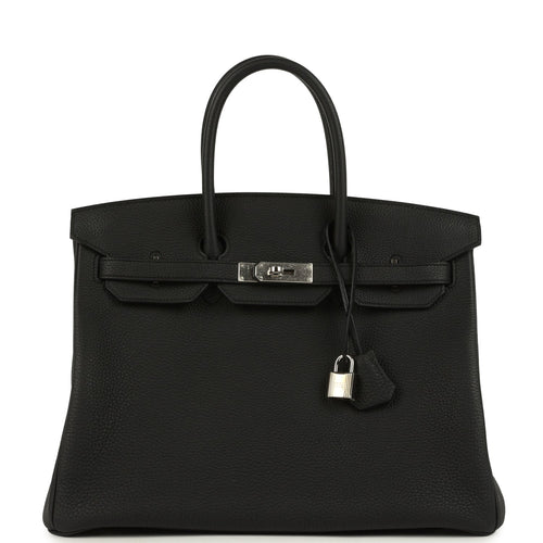 Pre-owned Hermes Birkin 35 Black Verso Togo Palladium Hardware