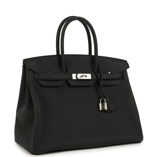 Pre-owned Hermes Birkin 35 Black Verso Togo Palladium Hardware