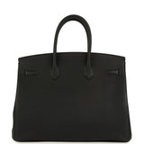 Pre-owned Hermes Birkin 35 Black Verso Togo Palladium Hardware