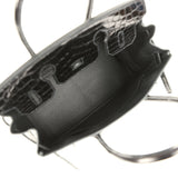 Pre-owned Hermes Birkin 30 Black Shiny Crocodile Niloticus Palladium Hardware