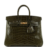 Hermes Birkin 25 Vert Veronese Shiny Alligator Gold Hardware