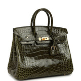 Hermes Birkin 25 Vert Veronese Shiny Alligator Gold Hardware