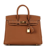 Pre-owned Hermes Birkin 25 Gold Togo Gold Hardware