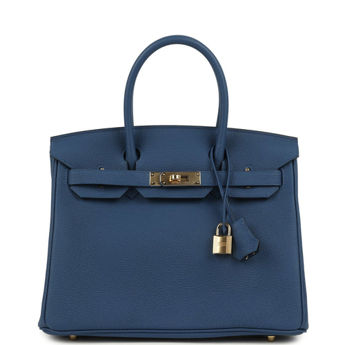 Hermes Birkin 30 Bleu Tie Togo Permabrass Hardware