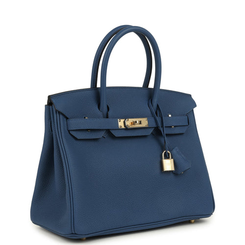 Hermes Birkin 30 Bleu Tie Togo Permabrass Hardware
