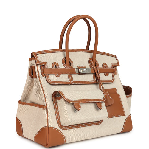 Hermes Birkin Cargo 35 Gold Swift and Gold-Ecru Toile H Canvas Palladium Hardware