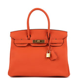 Hermes Birkin 30 Feu Togo Gold Hardware