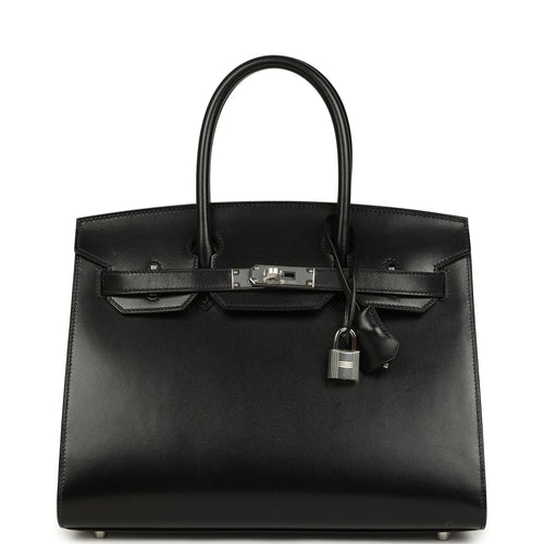 Pre-owned Hermes Birkin Sellier 30 Black Box Palladium Hardware