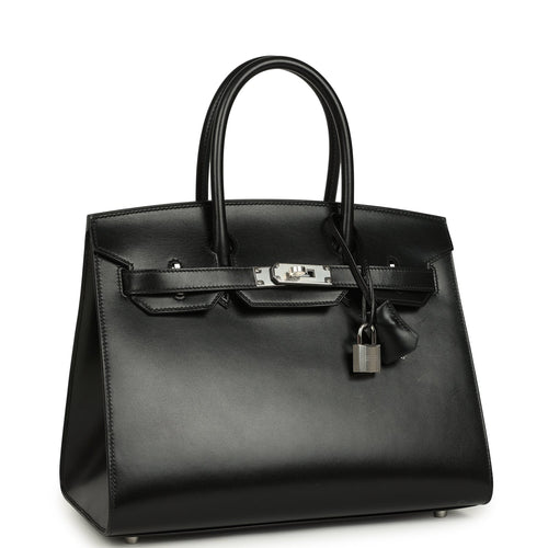 Pre-owned Hermes Birkin Sellier 30 Black Box Palladium Hardware