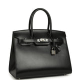 Pre-owned Hermes Birkin Sellier 30 Black Box Palladium Hardware
