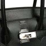 Pre-owned Hermes Birkin Sellier 30 Black Box Palladium Hardware