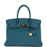 Pre-owned Hermes Birkin 30 Cobalt Togo Gold Hardware