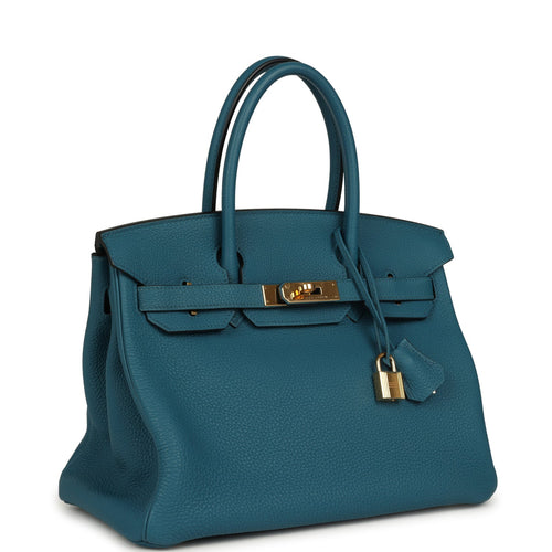 Pre-owned Hermes Birkin 30 Cobalt Togo Gold Hardware