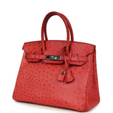 Pre-owned Hermes Birkin 30 Bougainvillea Ostrich Palladium Hardware