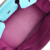 Pre-owned Hermes Special Order (HSS) Birkin 35 Bleu Izmir and Anemone Togo Brushed Palladium Hardware