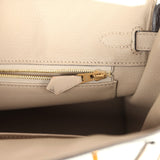 Hermes Special Order (HSS) Birkin 25 White and Etoupe Clemence Brushed Gold Hardware