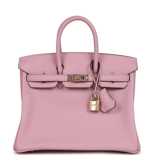 Hermes Birkin 25 Mauve Sylvestre Swift Rose Gold Hardware