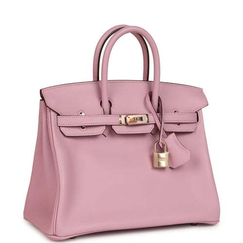 Hermes Birkin 25 Mauve Sylvestre Swift Rose Gold Hardware