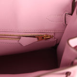 Hermes Birkin 25 Mauve Sylvestre Swift Rose Gold Hardware