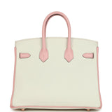 Hermes Special Order (HSS) Birkin 25 White and Rose Sakura Clemence Rose Gold Hardware