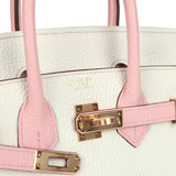 Hermes Special Order (HSS) Birkin 25 White and Rose Sakura Clemence Rose Gold Hardware