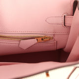 Hermes Special Order (HSS) Birkin 25 White and Rose Sakura Clemence Rose Gold Hardware