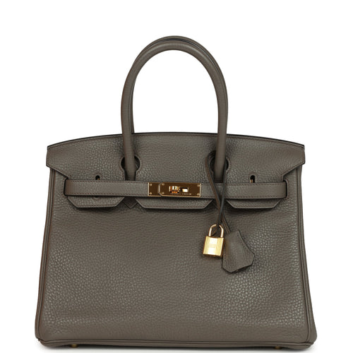 Pre-owned Hermes Birkin 30 Etain Clemence Gold Hardware