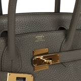 Pre-owned Hermes Birkin 30 Etain Clemence Gold Hardware