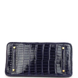 Pre-owned Hermes Birkin 30 Bleu Encre Shiny Porosus Crocodile Gold Hardware