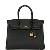 Pre-owned Hermes Birkin 30 Black Togo Gold Hardware