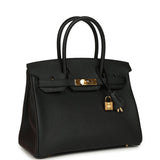 Pre-owned Hermes Birkin 30 Black Togo Gold Hardware
