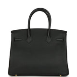 Pre-owned Hermes Birkin 30 Black Togo Gold Hardware
