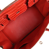 Pre-owned Hermes Birkin 30 Rouge Indien Matte Porosus Crocodile Palladium Hardware