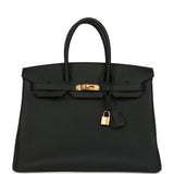 Pre-owned Hermes Birkin 35 Black Togo Gold Hardware