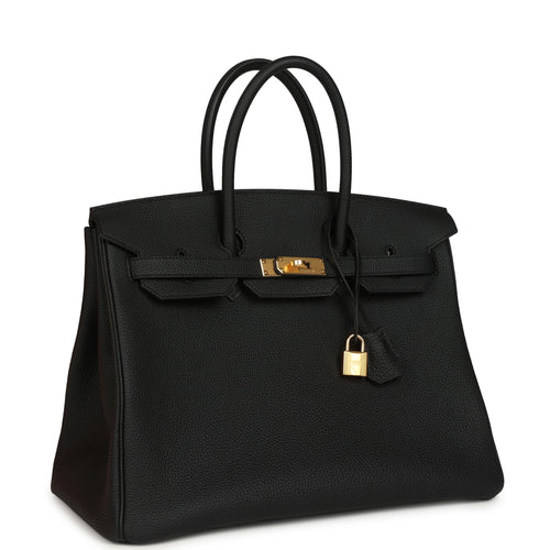 Pre-owned Hermes Birkin 35 Black Togo Gold Hardware
