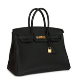 Pre-owned Hermes Birkin 35 Black Togo Gold Hardware